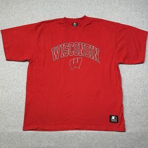 Wisconsin Badgers Shirt Mens XL Red NCAA College Basketball Starter 100%‎ Cotton